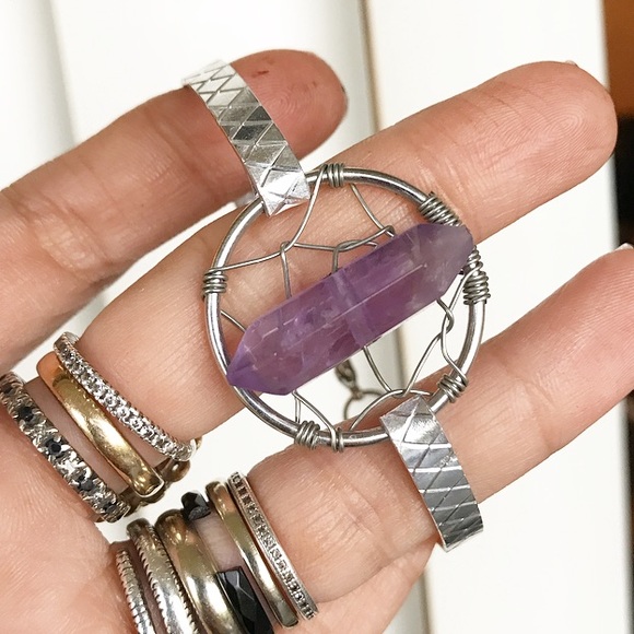 Genuine amethyst crystal dream catcher bracelet - Picture 4 of 8